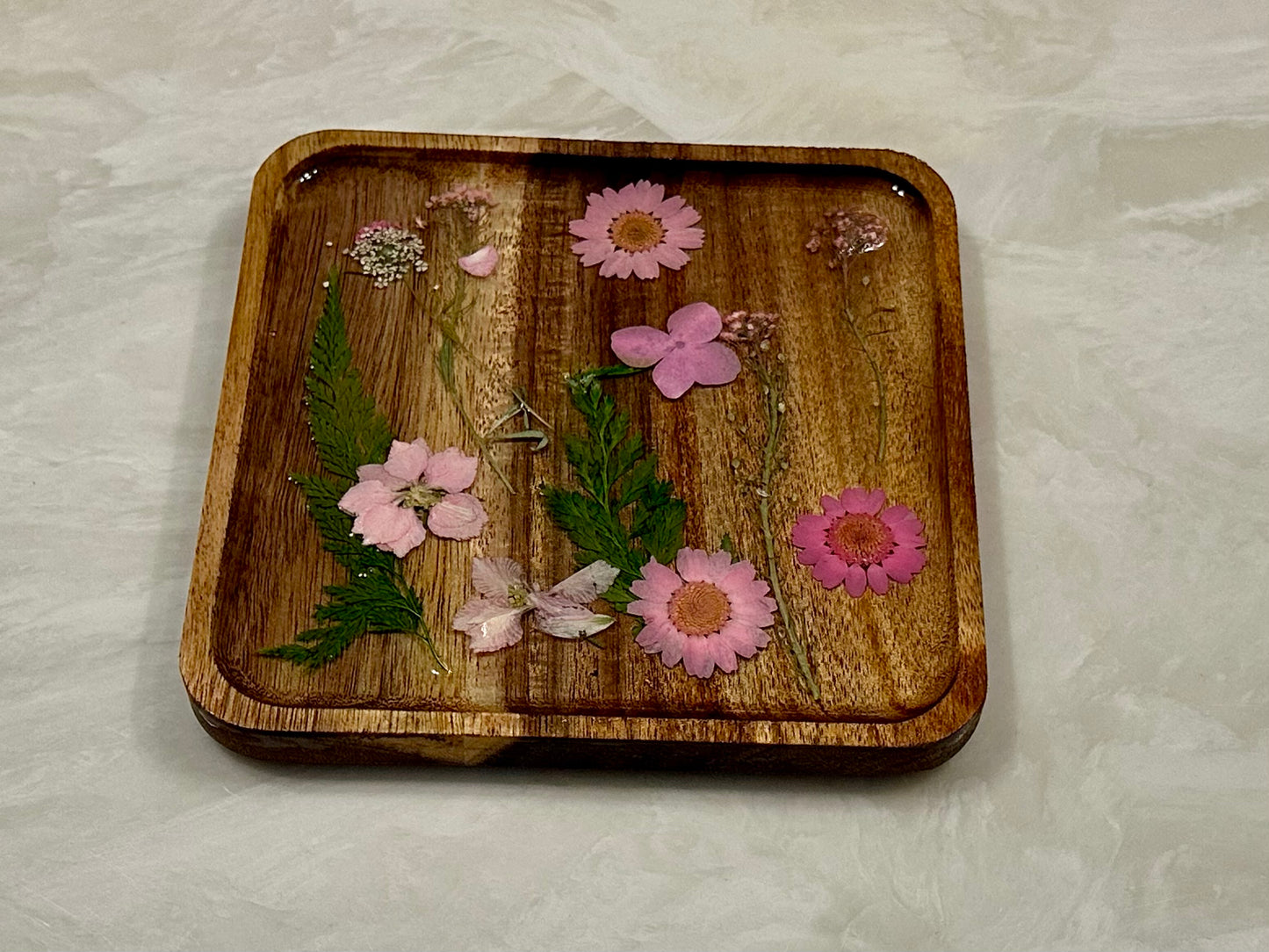 Wood square jewelry tray