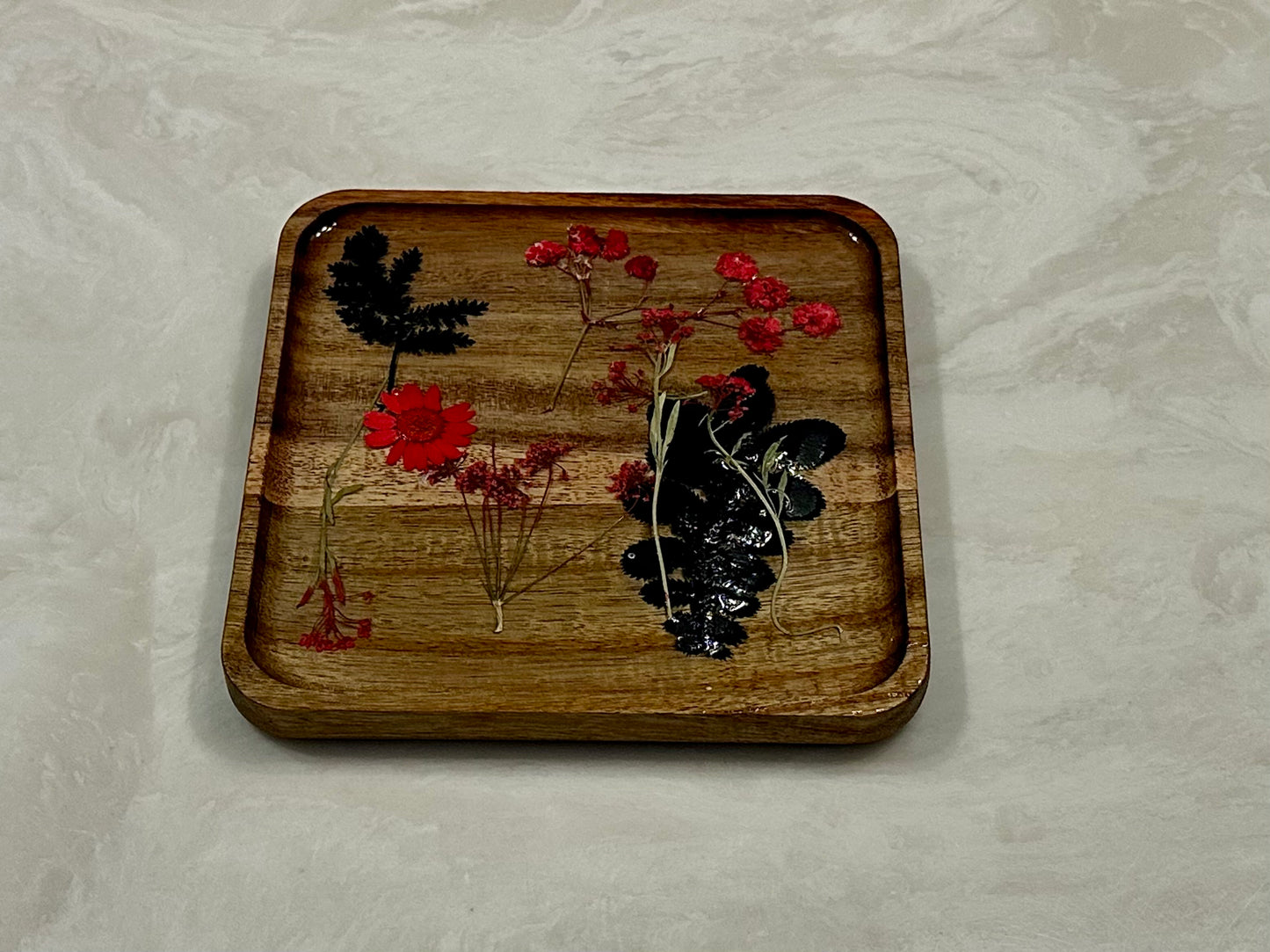 Wood square jewelry tray